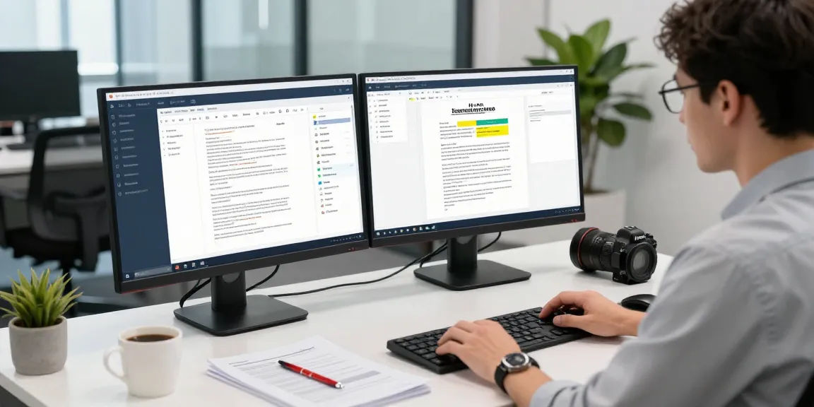 Document fraud detection software in action, highlighting suspicious documents on a data scientist's workstation.